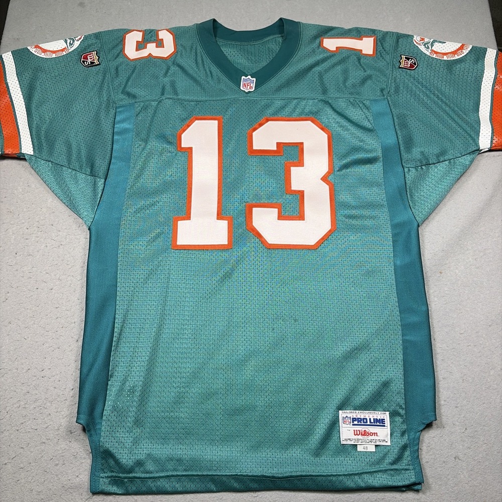 Vintage Wilson Miami Dolphins Jersey Mens 48 Aqua Dan Marino 13 Pro Line NFL